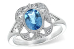 Allison Kaufman Blue Topaz & Diamond Ring in 14K White Gold, 1.30 ctw
