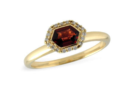 Allison Kaufman Garnet & Diamond Ring in 14K Yellow Gold, 0.57 ctw