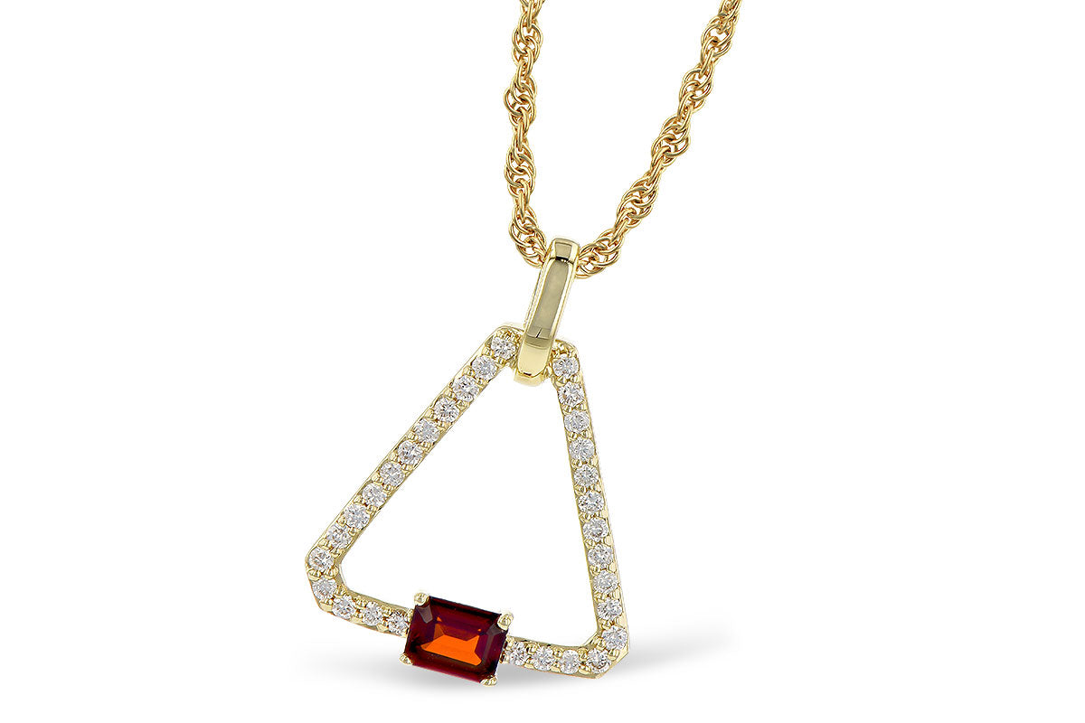 Allison Kaufman Garnet & Diamond Necklace in 14K Yellow Gold, 0.34 ctw