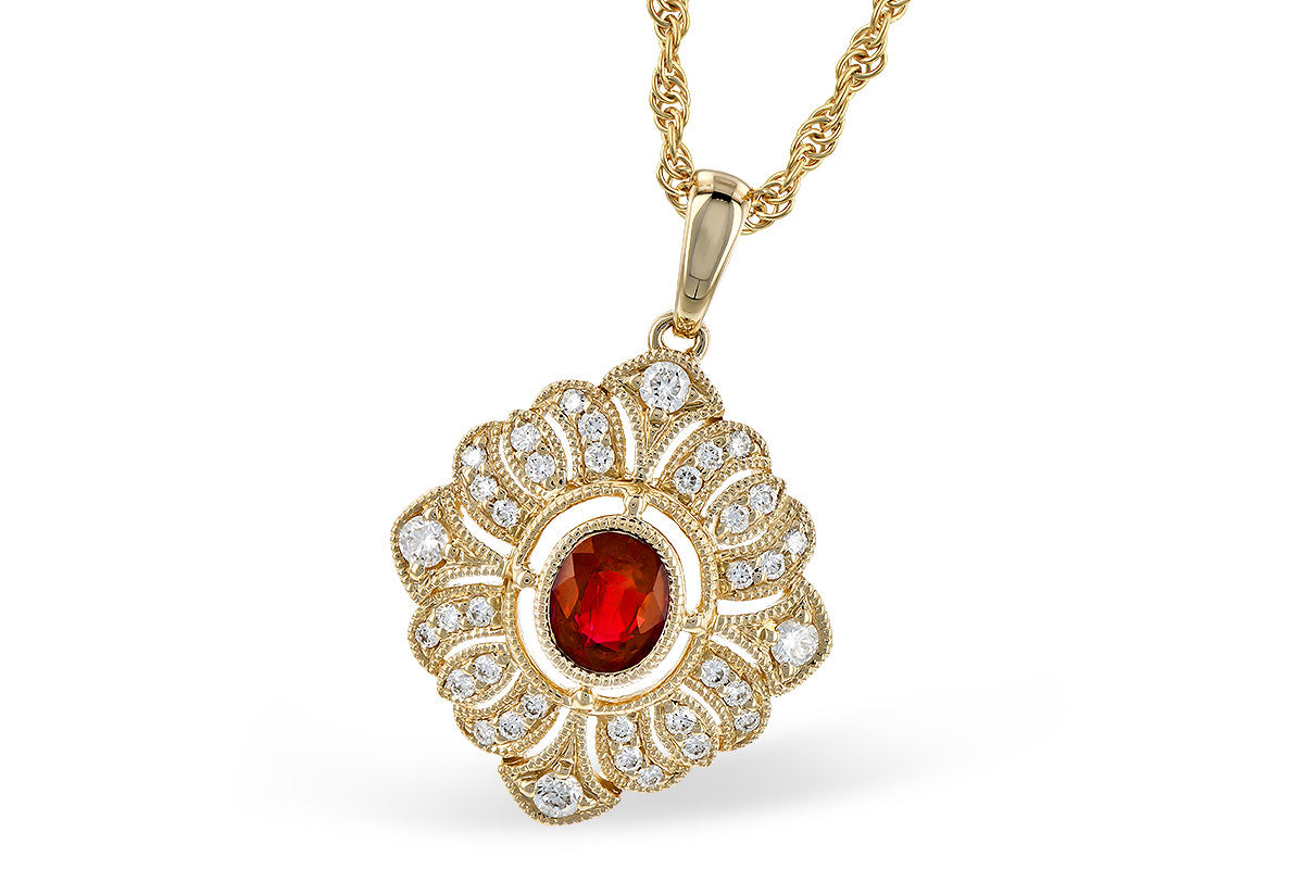 Allison Kaufman Ruby & Diamond Necklace in 14K Yellow Gold, 0.70 ctw