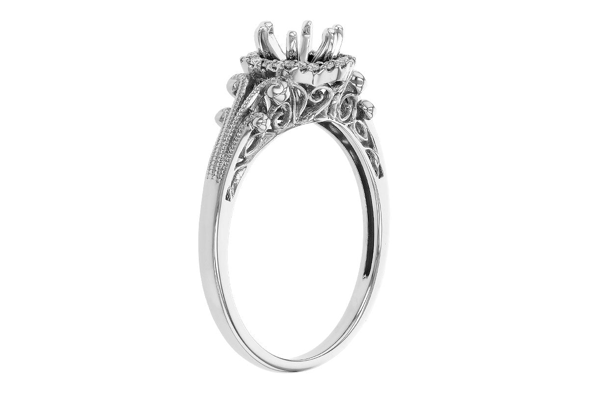 Allison Kaufman Diamond Engagement Ring Semi-Mount in 14K White Gold, 0.08 ctw (L7865), alternate view