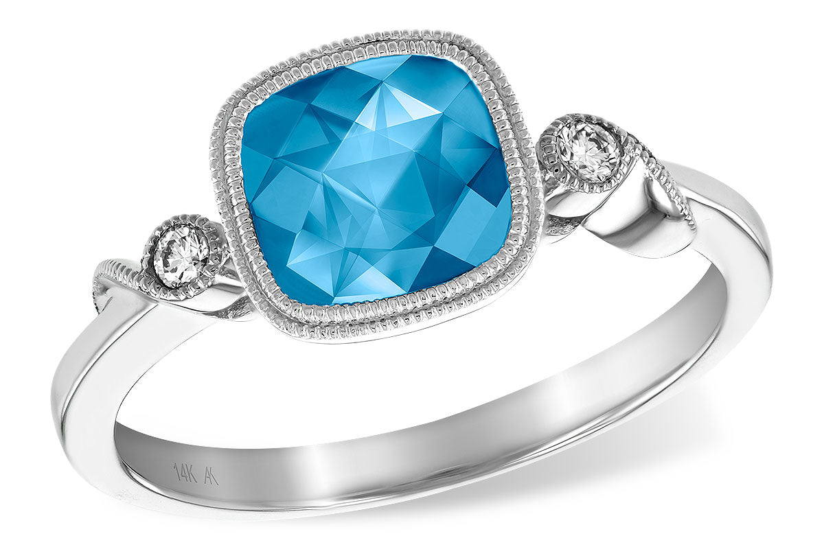 Allison Kaufman Blue Topaz & Diamond Ring in 14K White Gold, 1.71 ctw