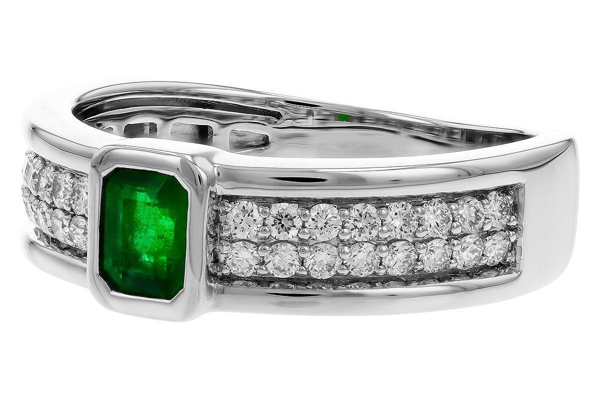 Allison Kaufman Emerald & Diamond Ring in 14K White Gold, 0.75 ctw, alternate view