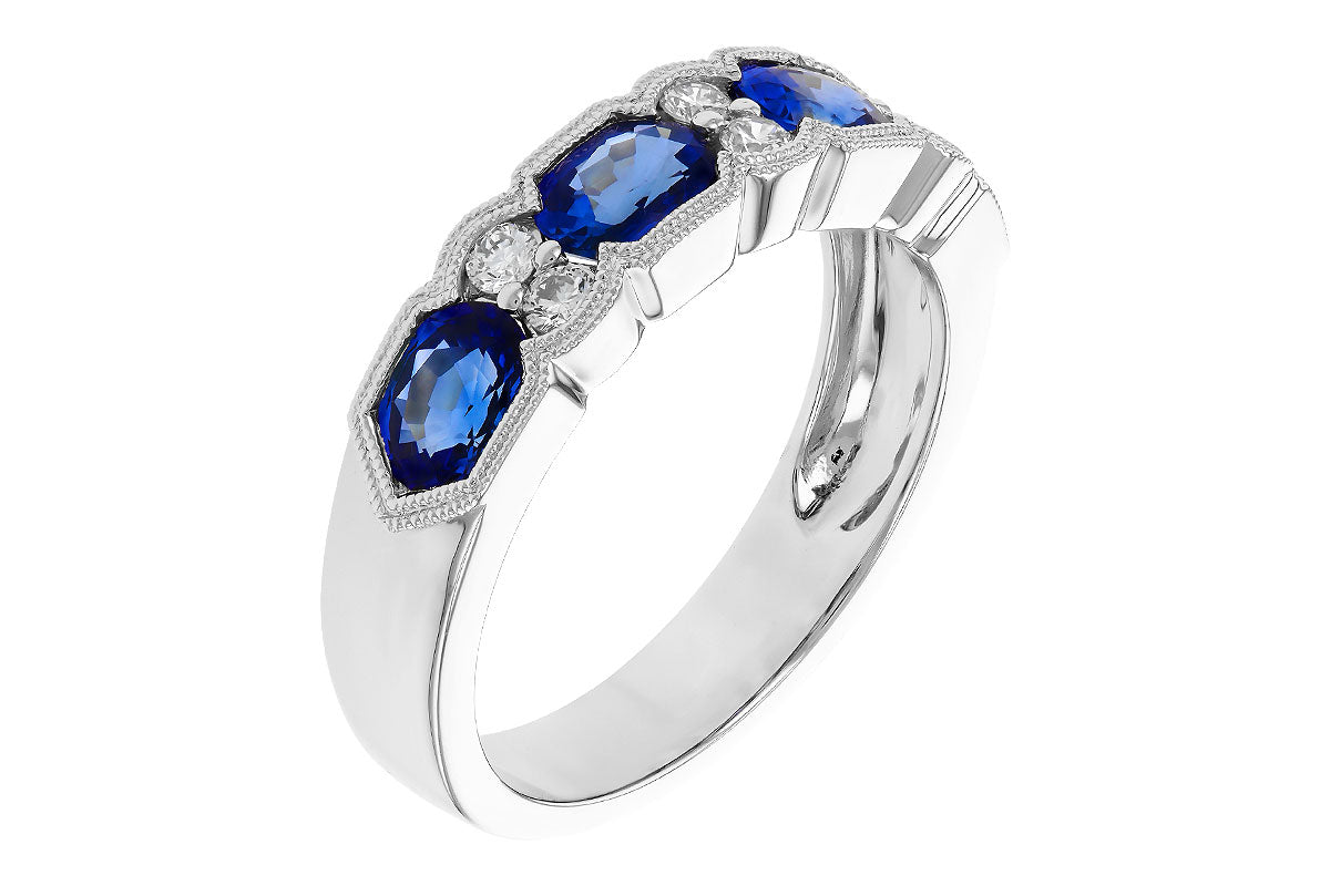 Allison Kaufman Sapphire & Diamond Wedding Band in 14K White Gold, 1.90 ctw (W2295), alternate view