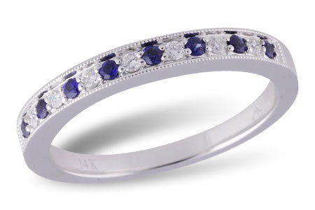 Allison Kaufman Sapphire & Diamond Wedding Band in 14K White Gold, 0.21 ctw