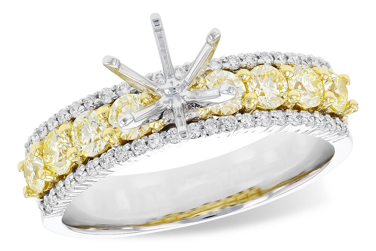Allison Kaufman Yellow Diamond Engagement Ring Semi-Mount in 14K Two-Tone Gold, 0.92 ctw