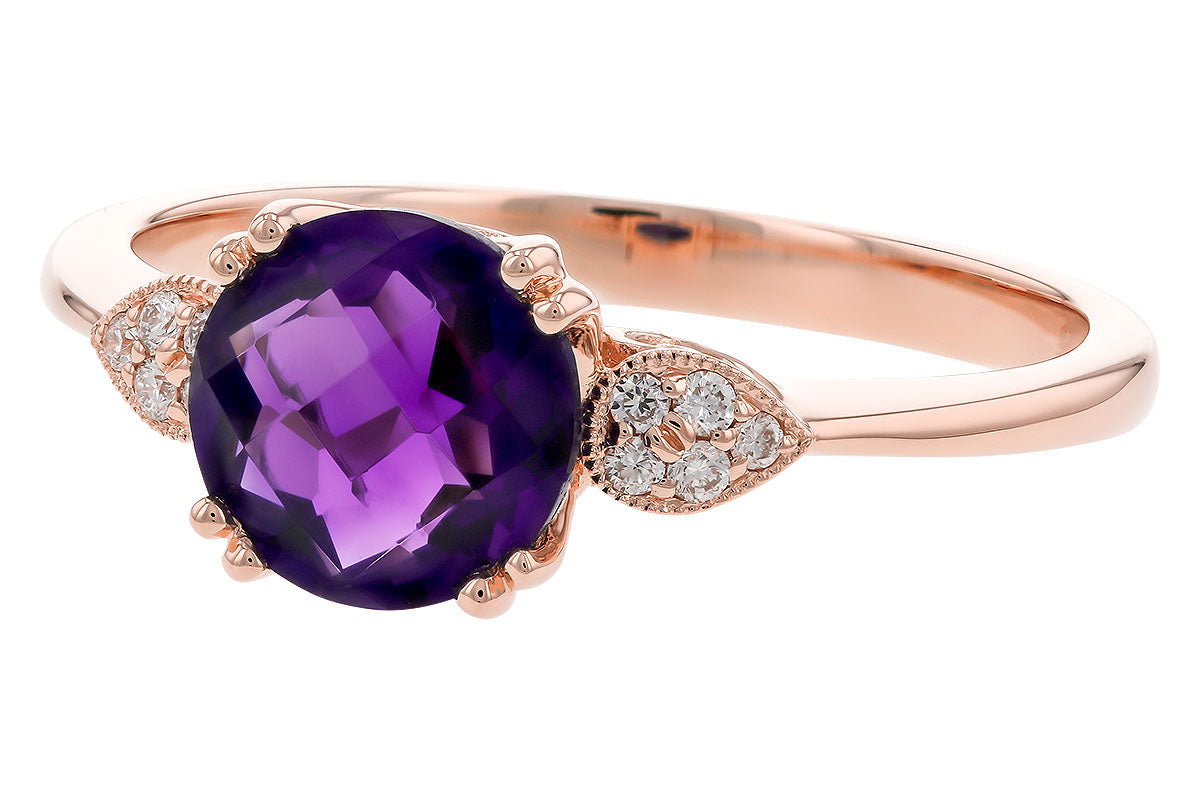 Allison Kaufman Amethyst & Diamond Ring in 14K Rose Gold, 1.15 ctw, alternate view