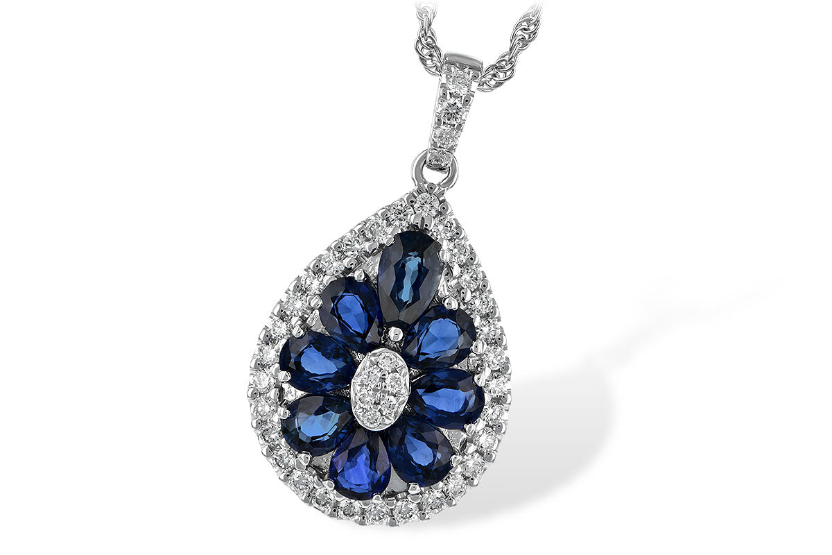 Allison Kaufman Sapphire & Diamond Necklace in 14K White Gold, 1.87 ctw