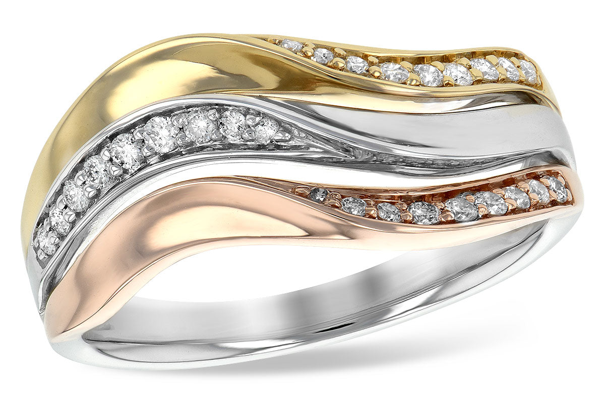 Allison Kaufman Diamond Ring in 14K Tri-Tone Gold, 0.19 ctw