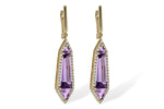 Allison Kaufman Amethyst & Diamond Earrings in 14K Yellow Gold, 4.47 ctw