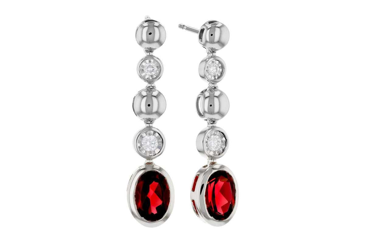 Allison Kaufman Garnet & Diamond Earrings in 14K White Gold, 1.86 ctw
