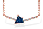 Allison Kaufman London Blue Topaz & Diamond Necklace in 14K Rose Gold, 0.95 ctw