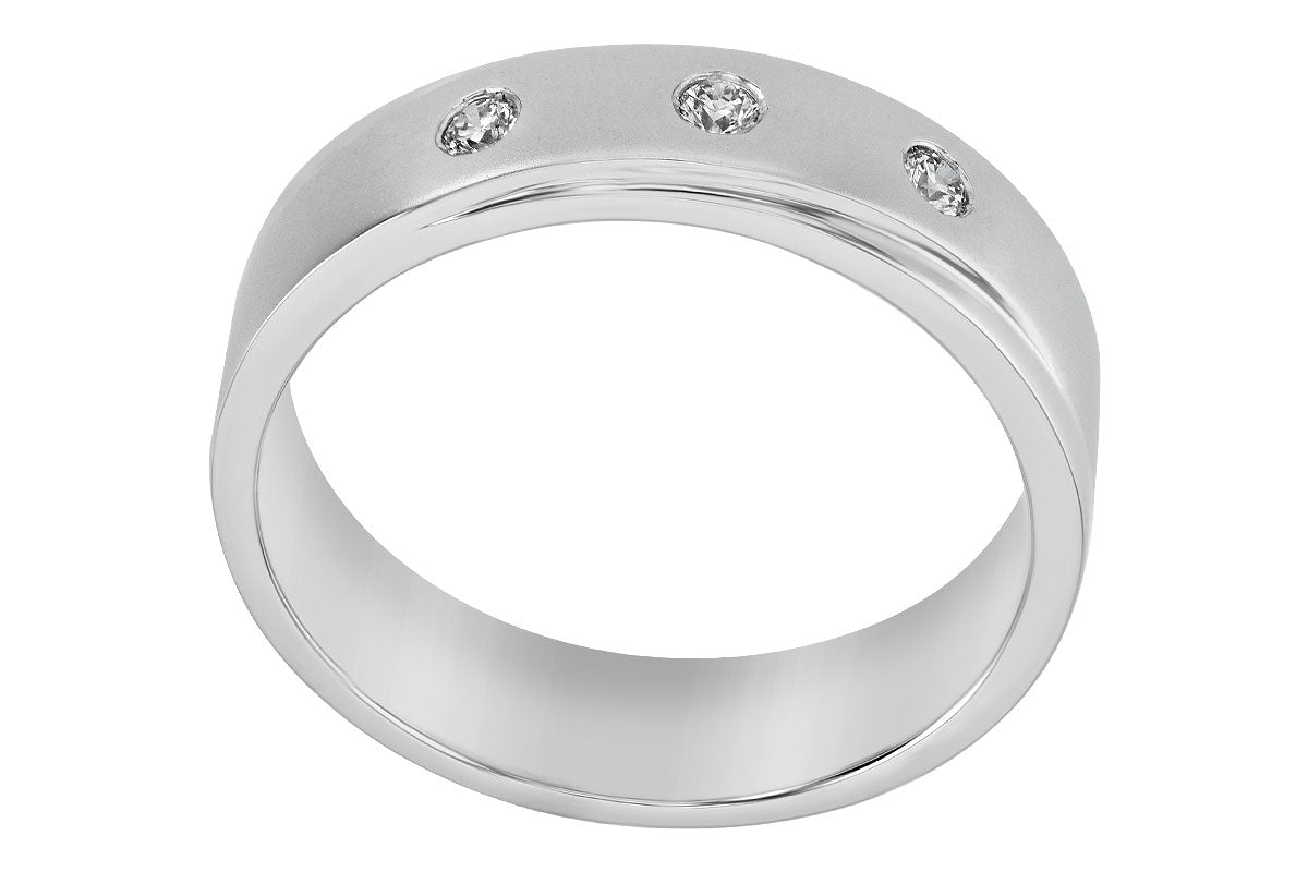 Allison Kaufman Diamond Men's Wedding Band in 14K White Gold, 0.13 ctw, alternate view