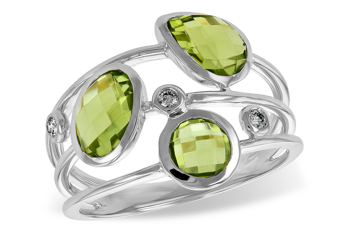 Allison Kaufman Peridot & Diamond Ring in 14K White Gold, 2.50 ctw