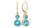 Allison Kaufman Blue Topaz & Diamond Earrings in 14K Yellow Gold, 3.27 ctw