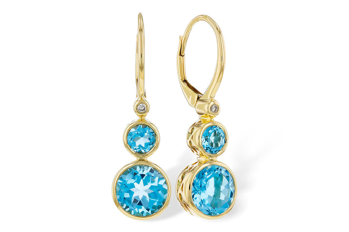 Allison Kaufman Blue Topaz & Diamond Earrings in 14K Yellow Gold, 3.27 ctw