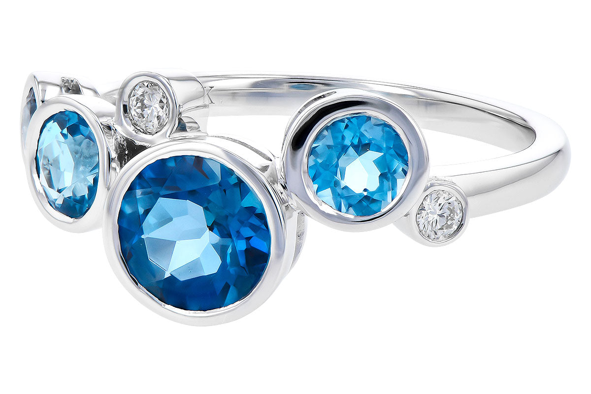 Allison Kaufman Blue Topaz & Diamond Ring in 14K White Gold, 1.45 ctw, alternate view