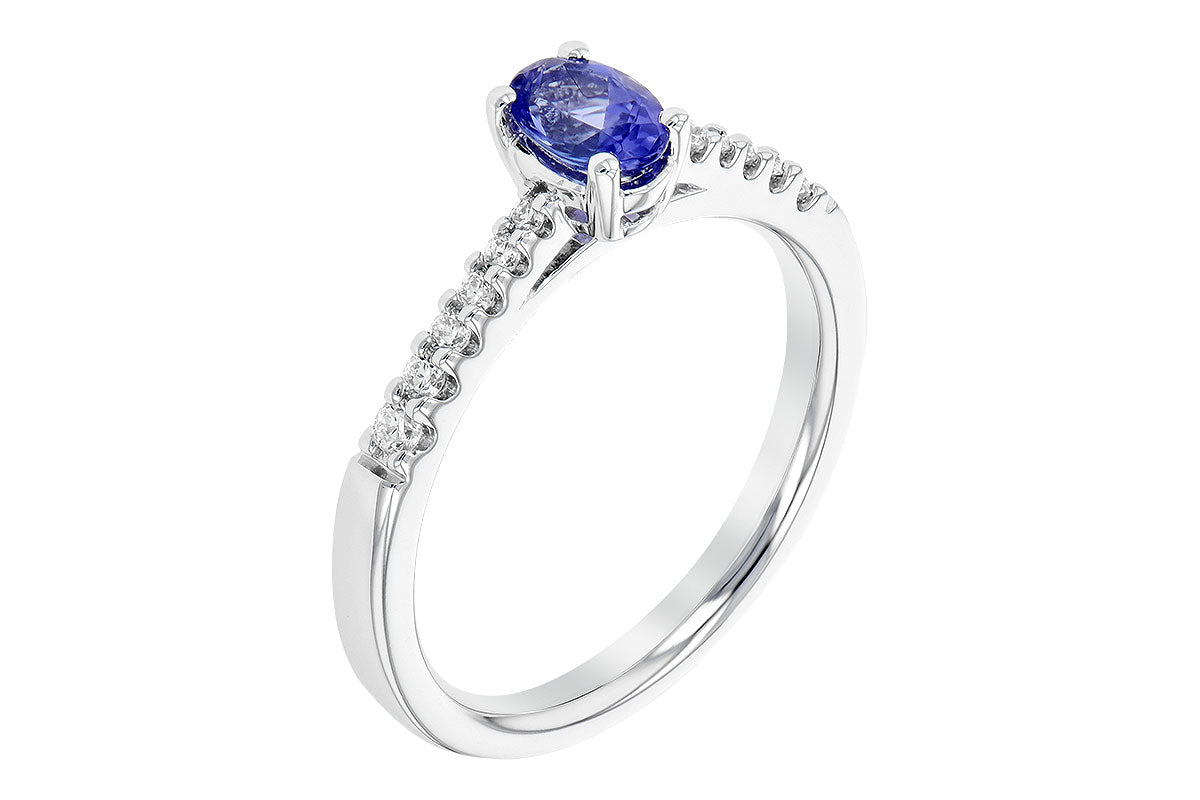 Allison Kaufman Tanzanite & Diamond Ring in 14K White Gold, 0.62 ctw, alternate view