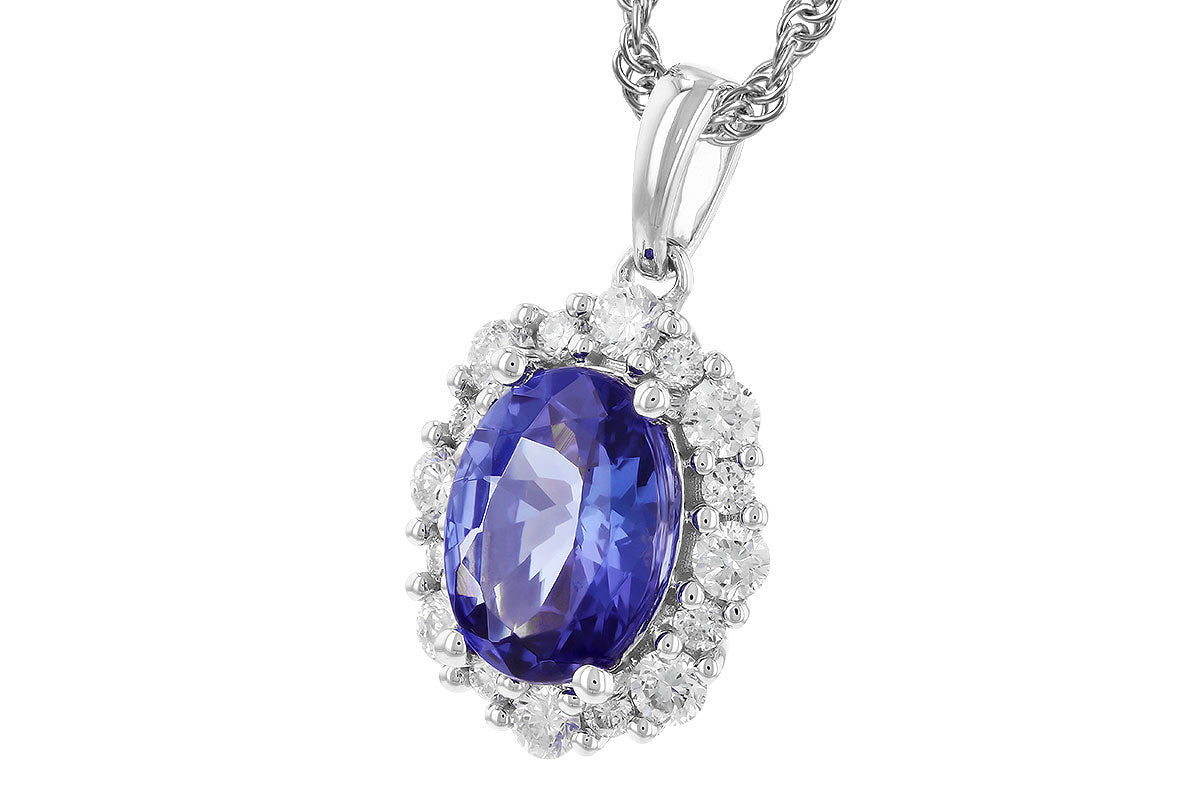 Allison Kaufman Tanzanite & Diamond Necklace in 14K White Gold, 1.32 ctw, alternate view