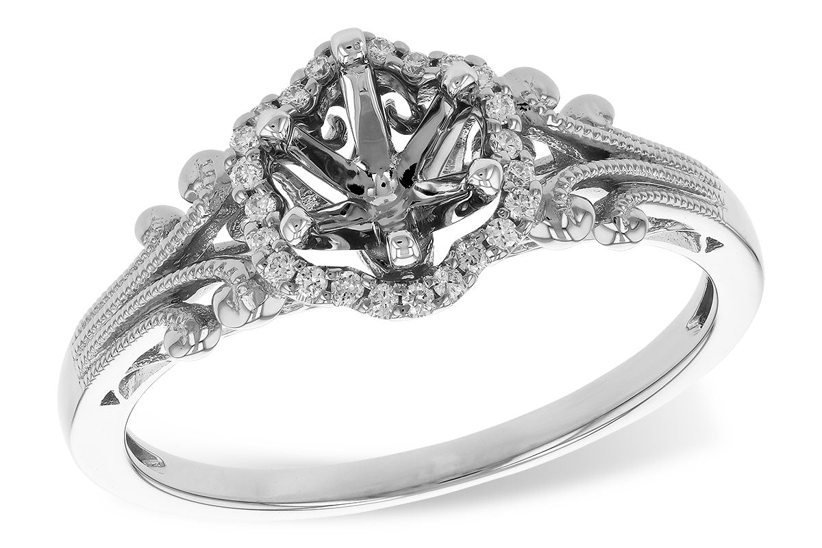 Allison Kaufman Diamond Engagement Ring Semi-Mount in 14K White Gold, 0.08 ctw (L7865)