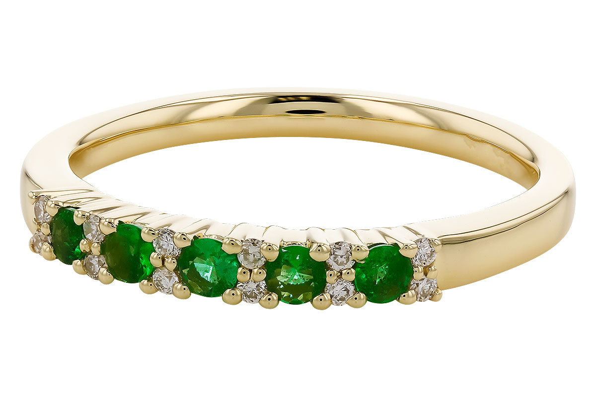 Allison Kaufman Emerald & Diamond Wedding Band in 14K Yellow Gold, 0.27 ctw, alternate view