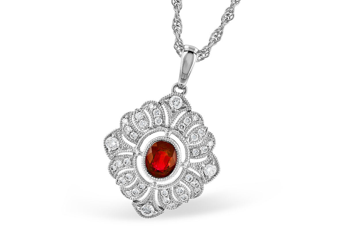Allison Kaufman Ruby & Diamond Necklace in 14K White Gold, 0.70 ctw
