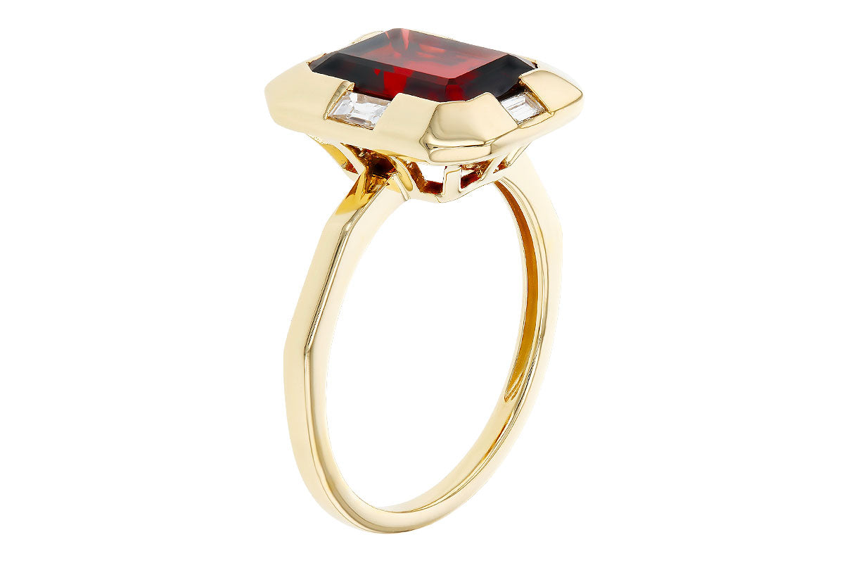 Allison Kaufman Garnet & Diamond Ring in 14K Yellow Gold, 3.82 ctw, alternate view
