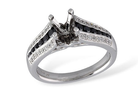 Allison Kaufman Black Diamond Engagement Ring Semi-Mount in 14K White Gold, 0.48 ctw