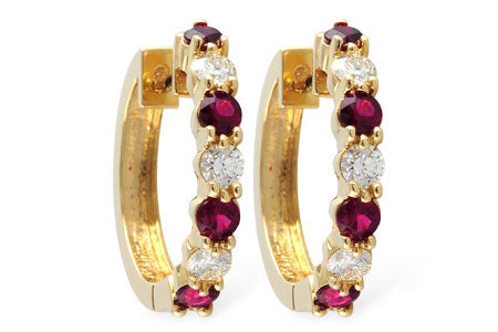Allison Kaufman Ruby & Diamond Earrings in 14K Yellow Gold, 2.08 ctw