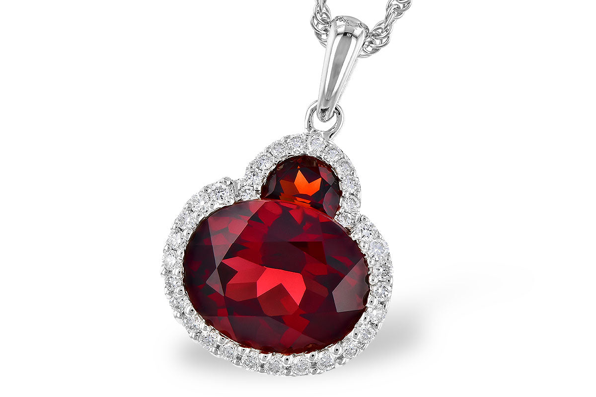 Allison Kaufman Garnet & Diamond Necklace in 14K White Gold, 3.16 ctw