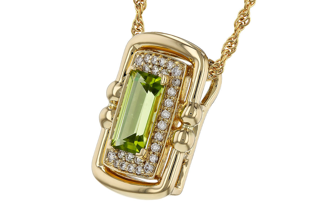Allison Kaufman Peridot & Diamond Necklace in 14K Yellow Gold, 0.84 ctw, alternate view