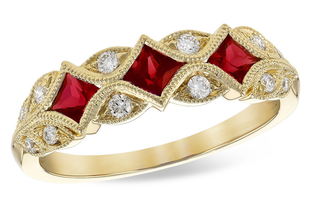 Allison Kaufman Ruby & Diamond Wedding Band in 14K Yellow Gold, 0.70 ctw