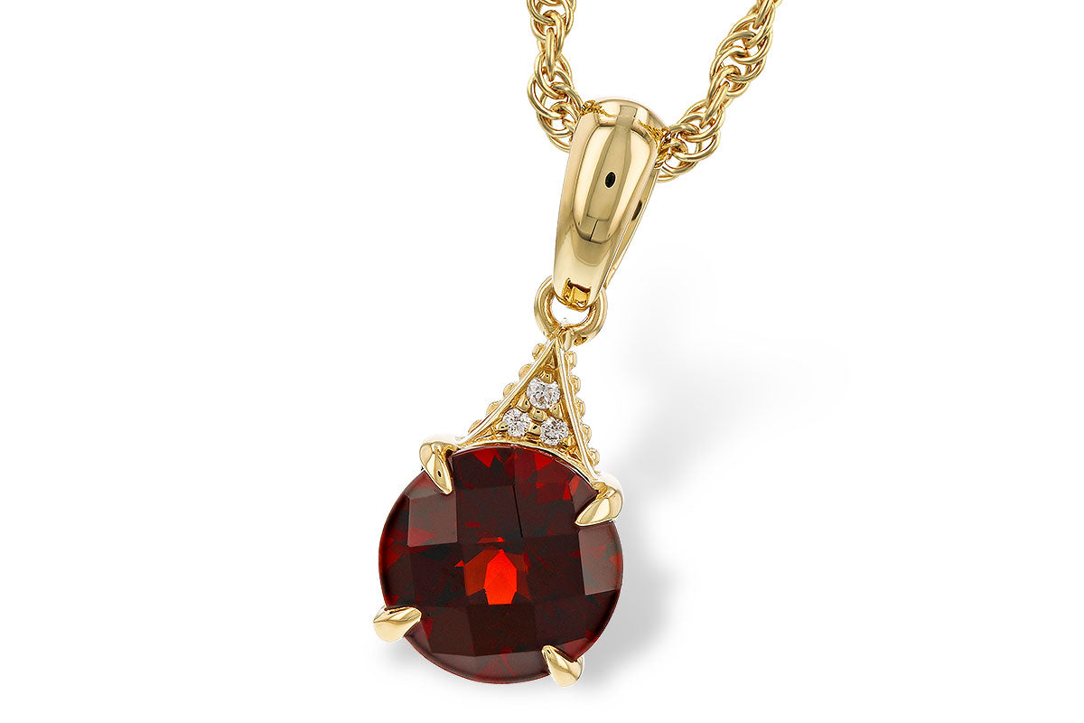 Allison Kaufman Garnet & Diamond Necklace in 14K Yellow Gold, 1.47 ctw