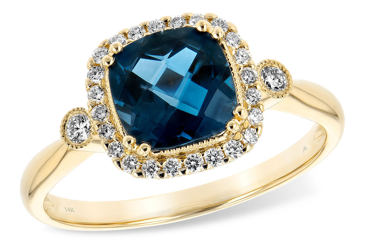 Allison Kaufman London Blue Topaz & Diamond Ring in 14K Yellow Gold, 1.78 ctw