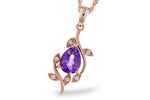 Allison Kaufman Amethyst & Diamond Necklace in 14K Rose Gold, 0.93 ctw