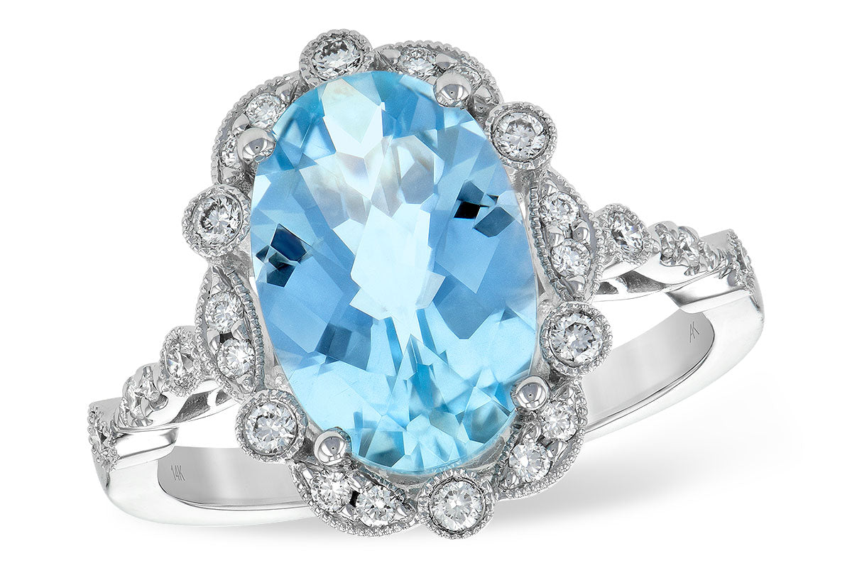 Allison Kaufman Aquamarine & Diamond Ring in 14K White Gold, 3.03 ctw