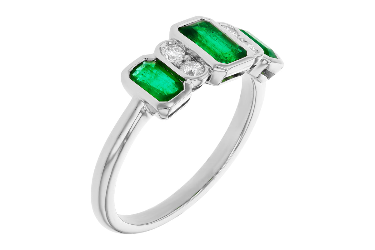 Allison Kaufman Emerald & Diamond Ring in 14K White Gold, 1.19 ctw, alternate view