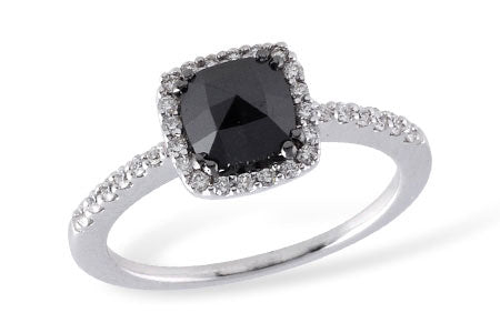 Allison Kaufman Black Diamond Ring in 14K White Gold, 1.20 ctw