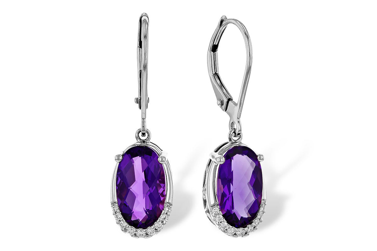 Allison Kaufman Amethyst & Diamond Earrings in 14K White Gold, 2.78 ctw