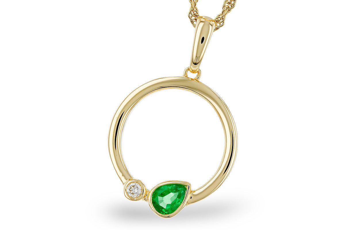Allison Kaufman Emerald & Diamond Necklace in 14K Yellow Gold, 0.22 ctw