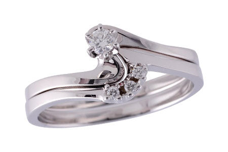Allison Kaufman Diamond Bridal Set in 14K White Gold, 0.10 ctw (S7500)