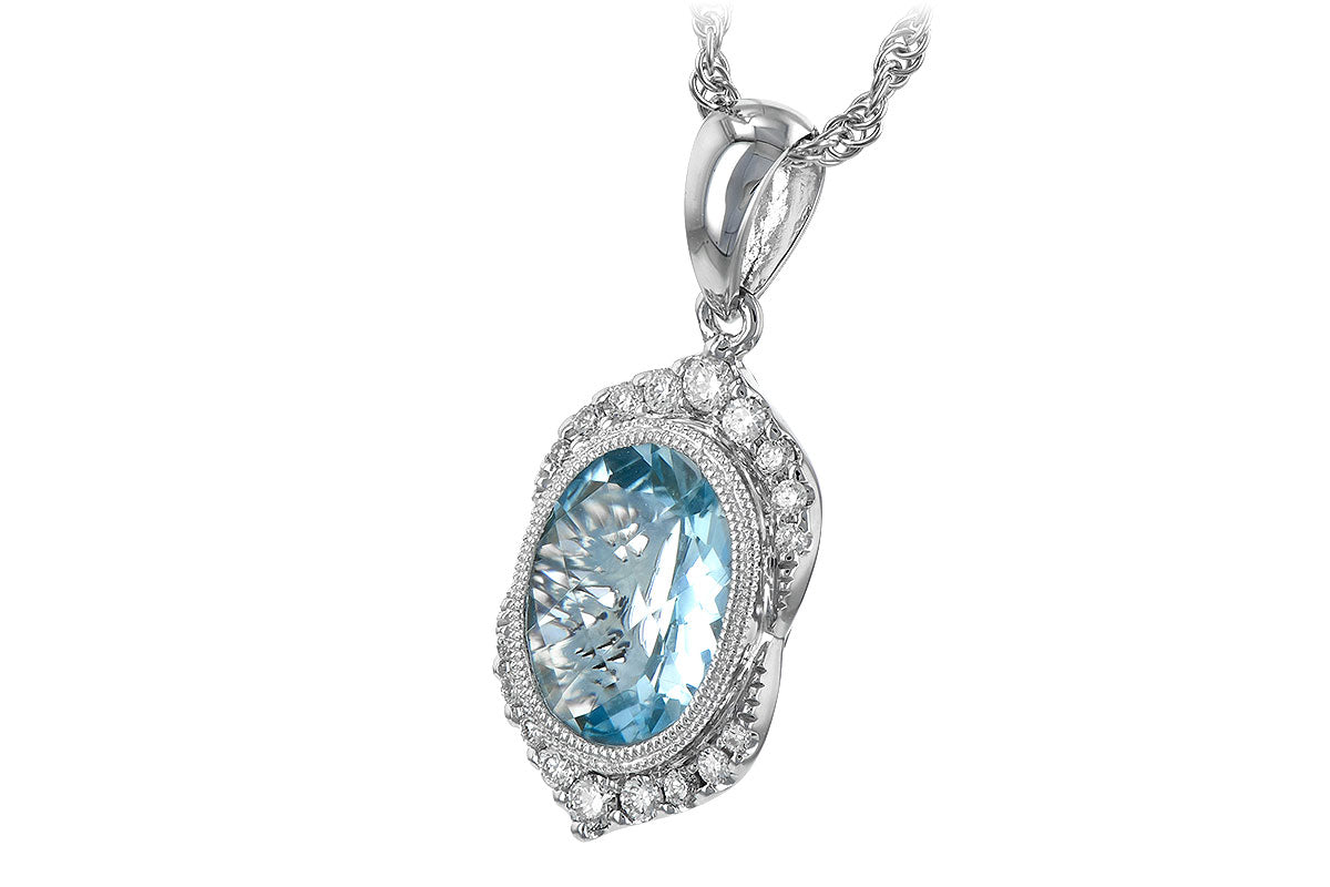 Allison Kaufman Aquamarine & Diamond Necklace in 14K White Gold, 1.54 ctw, alternate view
