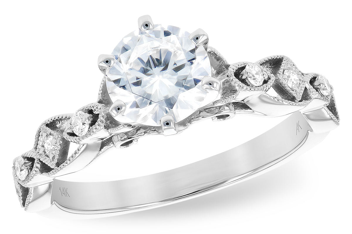 Allison Kaufman Diamond Engagement Ring Semi-Mount in 14K White Gold, 0.12 ctw (L7744)