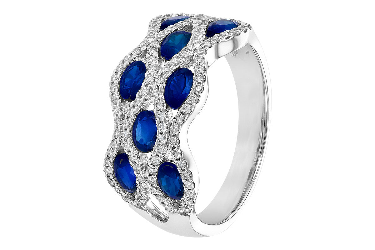 Allison Kaufman Sapphire & Diamond Wedding Band in 14K White Gold, 2.18 ctw, alternate view