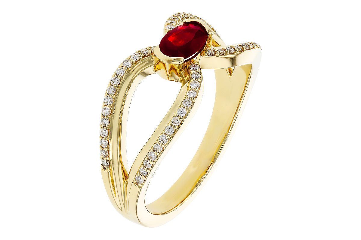 Allison Kaufman Ruby & Diamond Ring in 14K Yellow Gold, 0.67 ctw, alternate view