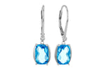 Allison Kaufman Blue Topaz & Diamond Earrings in 14K White Gold, 3.85 ctw