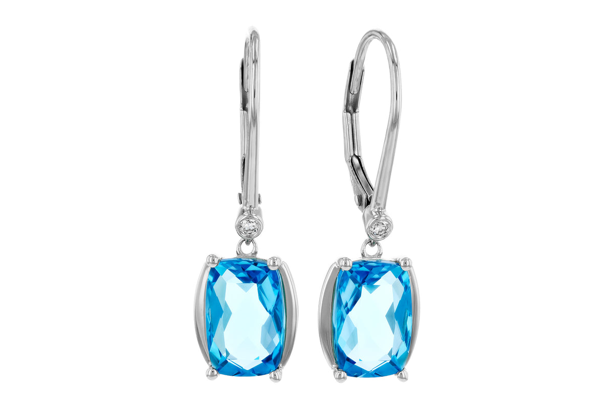 Allison Kaufman Blue Topaz & Diamond Earrings in 14K White Gold, 3.85 ctw