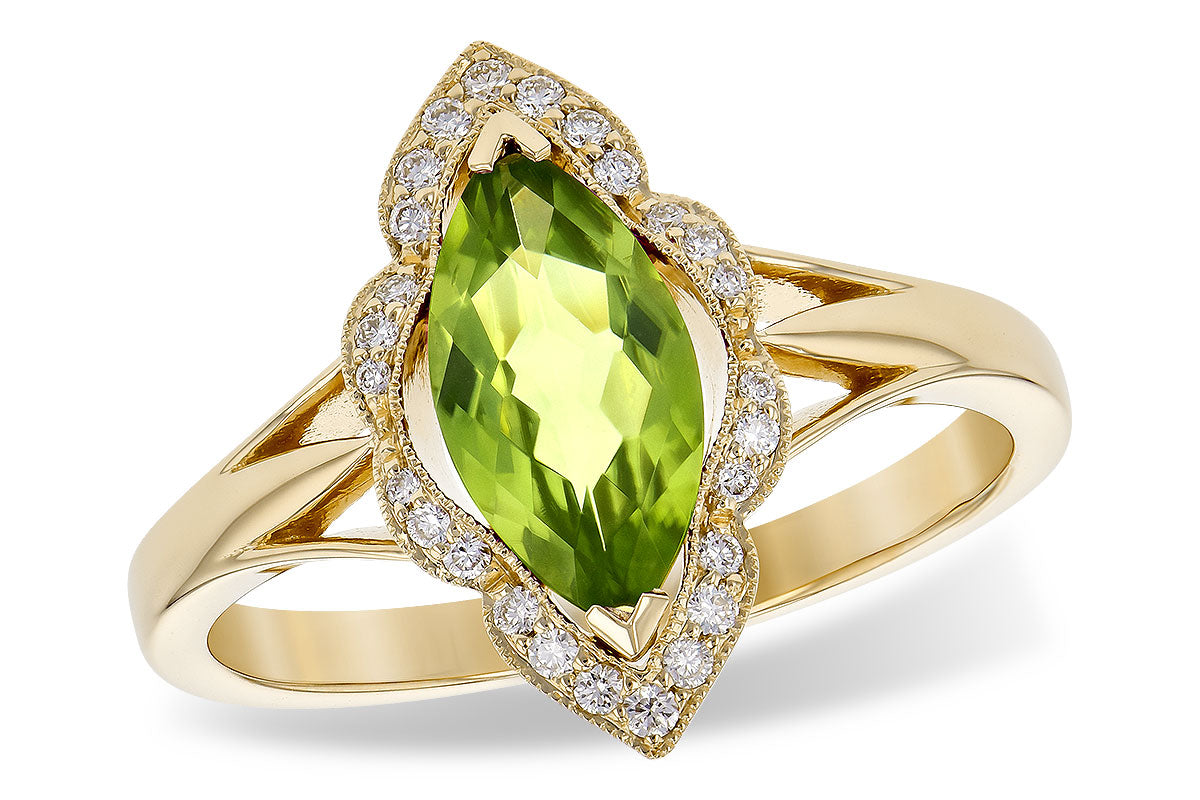 Allison Kaufman Peridot & Diamond Ring in 14K Yellow Gold, 1.05 ctw