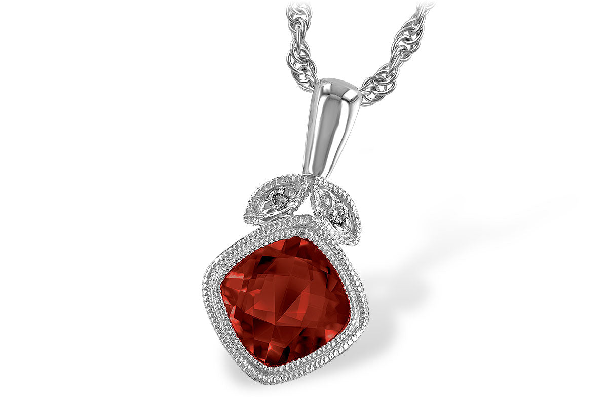 Allison Kaufman Garnet & Diamond Necklace in 14K White Gold, 1.10 ctw