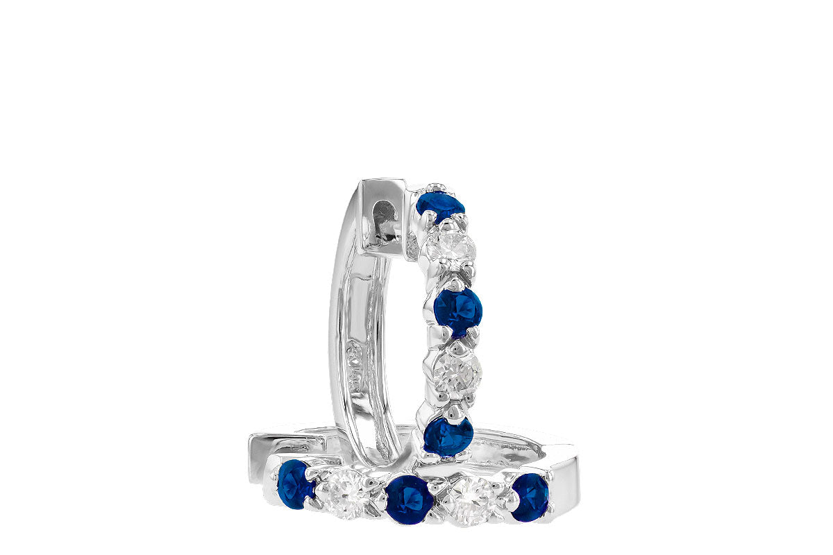 Allison Kaufman Sapphire & Diamond Earrings in 14K White Gold, 0.52 ctw, alternate view
